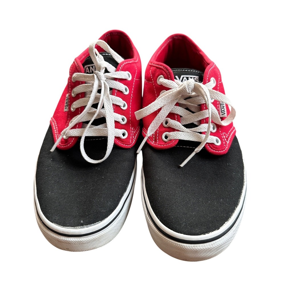 Vans Atwood Sneakers Mens Black Red Excellent Colorblock Low Top Skate Shoes